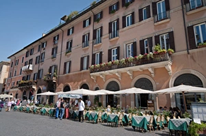Pavement Cafes Prints: Outdoor restaurant, Piazza Navona, Rome, Lazio, Italy, Europe