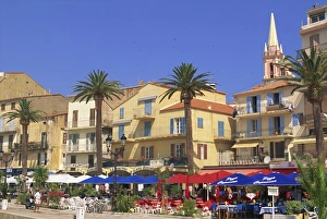 Balagne Prints: Outdoor restaurants, Calvi, Balagne region, Corsica, France, Europe