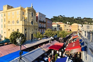 Awning Prints: Outdoor restaurants set up in Cours Saleya
