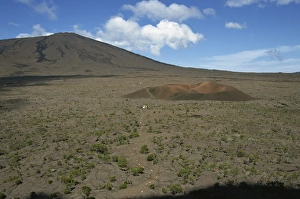 Reunion Prints: Outer crater and the small scoria cone, Formica leo, Piton de la Fournaise