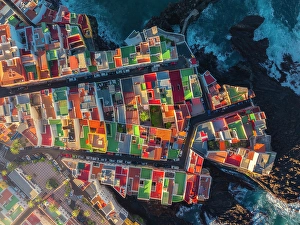 Lively Prints: Overhead view of colorful houses in Punta Brava at sunrise