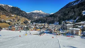 Skiing Prints: Overlook over Arabba, Venetia, Dolomites, Italy