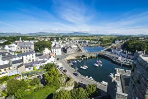Residential Building Prints: Overlook over Castletown, Isle of Man, crown dependency of the United Kingdom, Europe