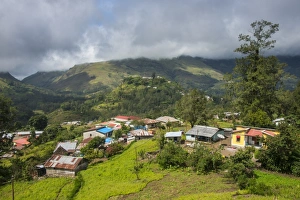 Maubisse Prints: Overlook over the mountain town of Maubisse, East Timor, Southeast Asia, Asia