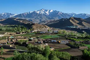Fresh Prints: Overlook view of mountains and fields surrounding Bamyian