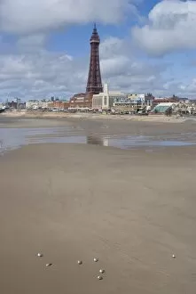 Images Dated 9th May 2009: Overlooking the beach and Blackpool Tower from the Central Pier, Blackpool