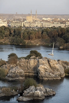 Over Looking Prints: Overlooking the river Nile at the southern city of Aswan, Egypt, North Africa, Africa