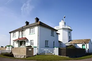 Light Houses Prints: Overstrand Lighthouse and Lighthousekeepers Cottages near Cromer