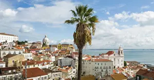 Alfama Prints: Overview of Alfama district showing rooftops