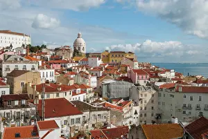 Alfama Prints: Overview of Alfama district showing rooftops