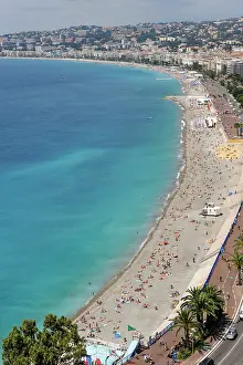 Terrace Prints: Overview of Baie des Anges from a castle terrace in Nice
