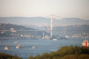 Haze Prints: Overview of the Bosphorus, Istanbul, Turkey, Europe