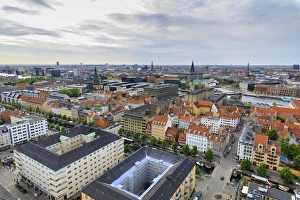 Urban Sprawl Prints: Overview of the city seen from Church of Our Saviour, Copenhagen, Denmark, Europe