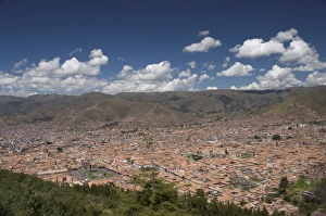 Sacsayhuaman Prints: An overview of Cuzco from the fortress of Sacsayhuaman, near Cuzco, Peru, South America