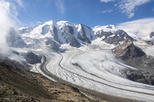 St Moritz Prints: Overview of the Diavolezza and Pers glaciers, St. Moritz, canton of Graubunden, Engadine