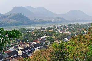 Southeast Prints: Overview of Luang Prabang from Phu Si hill with the Mekong River in the background
