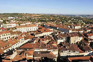 Roofs Prints: Overview of rooftops from the cathedral tower in Auch during a clear day in southwest France