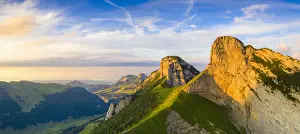 Mountain Peak Prints: Overview of Staubern and Hoher Kasten mountains from Saxer Lucke at sunset