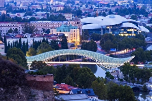 Mtkvari River Prints: Overview over Tbilisi at dawn, Georgia, Caucasus, Asia