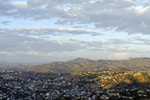 Fianarantsoa Prints: Overview from the upper town, Fianarantsoa, Madagascar, Africa