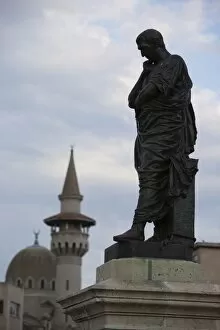 Images Dated 13th June 2009: Ovid statue, Ovid Square, Mahmudiye mosque, Constanta, Romania, Europe