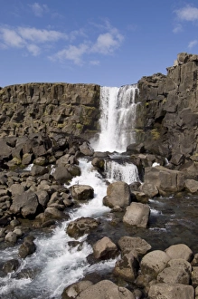 Oxararfoss waterfall on Mid-Atlantic Rift, Thingvellir National Park, Iceland Oxararfoss waterfall on Mid-Atlantic Rift, Thingvellir National Park, Iceland