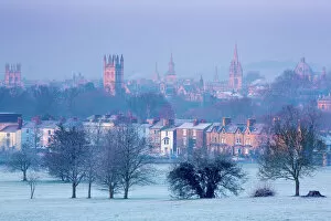 Typically English Gallery: Oxford from South Park in winter, Oxford, Oxfordshire, England, United Kingdom, Europe
