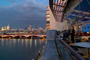 Restaurant Prints: Oxo Tower restaurant barn and city skyline, London, England, United Kingdom, Europe