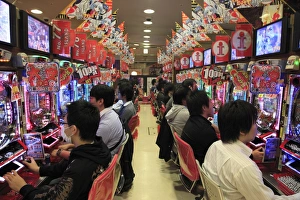 Black Hair Prints: Pachinko parlor, Electric Town, Akihabara, Tokyo, Japan, Asia