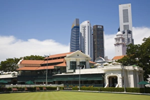 Padang Cricket Ground Clubhouse built in 1884 and modern