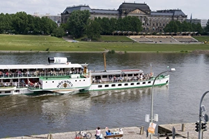River Elbe Prints: Paddle steamship on the River Elbe, Dresden, Saxony, Germany, Europe