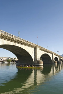 Canoeing Prints: Paddlers enjoying the morning beneath London Bridge