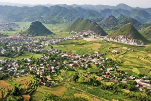 Southeast Prints: Paddy fields around Tam Son village seen from Quan Ba Pass on the road to Yen Minh in Ha Giang province