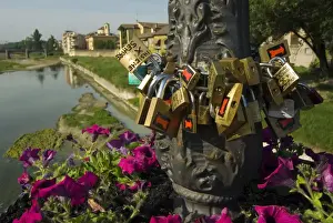Padlocks of Lovers, Parma Creek from Giuseppe Verdi Bridge, Parma, Emilia Romagna