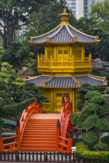 Kowloon Prints: The pagoda at the Chi Lin Nunnery and Nan Lian Garden, Kowloon, Hong Kong, China, Asia