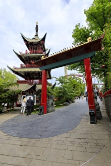 Copenhagen Prints: Pagoda in the famous amusement park of Tivoli Gardens, Copenhagen, Denmark, Europe