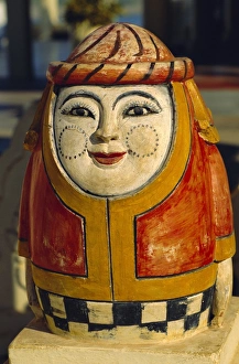 Human Face Prints: Pagoda guardian, Bupaya Pagoda, Bagan, Myanmar, Asia