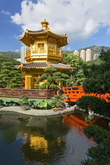 Kowloon Prints: Pagoda in Nan Lian Garden at Chi Lin Nunnery, Diamond Hill, Kowloon, Hong Kong, China