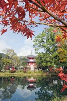 Images Dated 23rd November 2009: Pagoda on Osawa Pond, Daikaku ji (Daikakuji) Temple, dating from 876, Sagano area