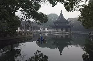Images Dated 8th January 2008: A pagoda reflected in the water at West Garden Buddhist Temple, Suzhou