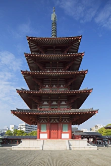 6th Century Prints: Pagoda at Shitenno-ji Temple, Tennoji, Osaka, Kansai, Japan, Asia