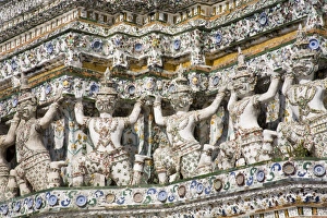Wat Arun Prints: Pagoda detail at Wat Arun (Temple of the Dawn), Bangkok, Thailand, Southeast Asia, Asia