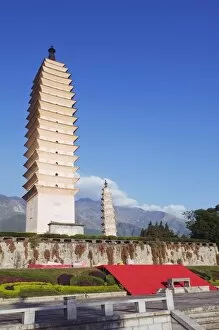 The Three Pagodas at Chongsheng Temple in Dali Town, Yunnan Province, China, Asia