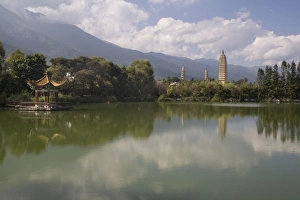 Mirror Lake Prints: Three Pagodas from Mirror Lake, Dali, Yunnan, China, Asia