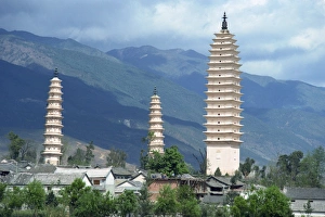 Dali Prints: Three pagodas symbol of Dali, Yunnan Province, China, Asia
