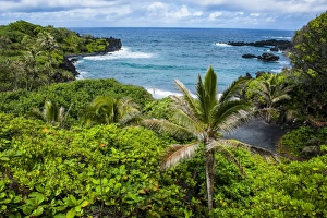 State Park Prints: Pailoa beach at the Waianapanapa State Park along the road to Hana