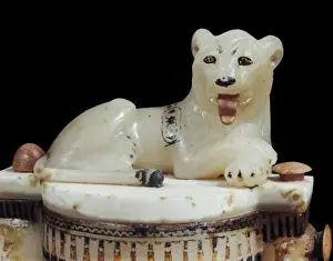 Alabaster Prints: Detail of a painted alabaster unguent jar, from the tomb of the pharaoh Tutankhamun