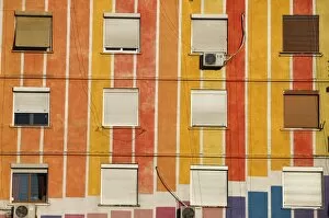 Painted buildings in Tirana, Albania, Europe