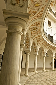Images Dated 12th April 2010: Painted decorated Arch Gallery of the Plaza del Cabildo, Seville, Andalucia