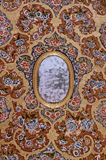 Mirror Prints: Detail of painted and gilded ceiling in the public reception area